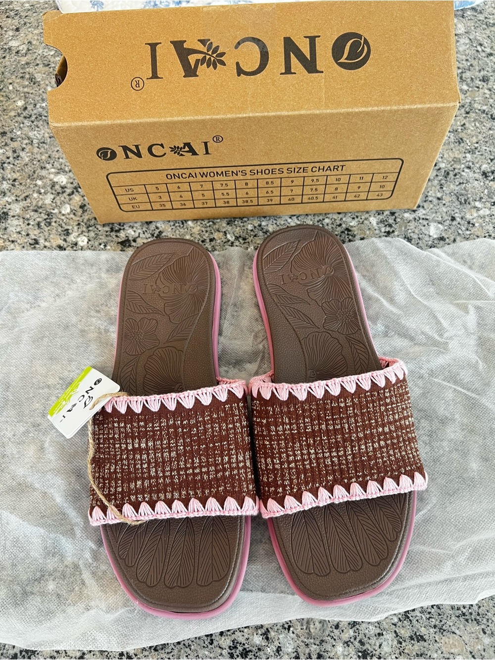 Oncai Women's Brown & Pink Slide Sandals